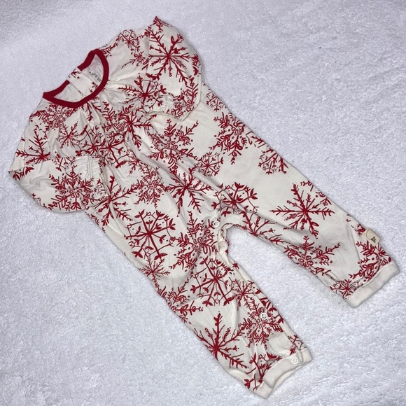 Burts bees baby red snowflake romper 0/3m - Picture 1 of 7